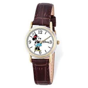 Disney Brown Leather Strap Minnie Mouse Watch
